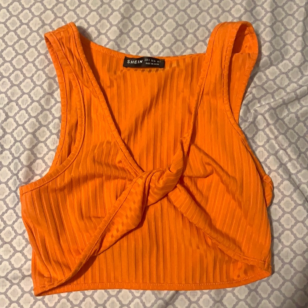 SHEIN orange front twist cropped tank